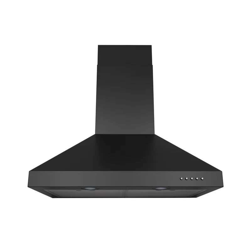 Matte Black 30" Stainless Steel Convertible Wall Mount Range Hood