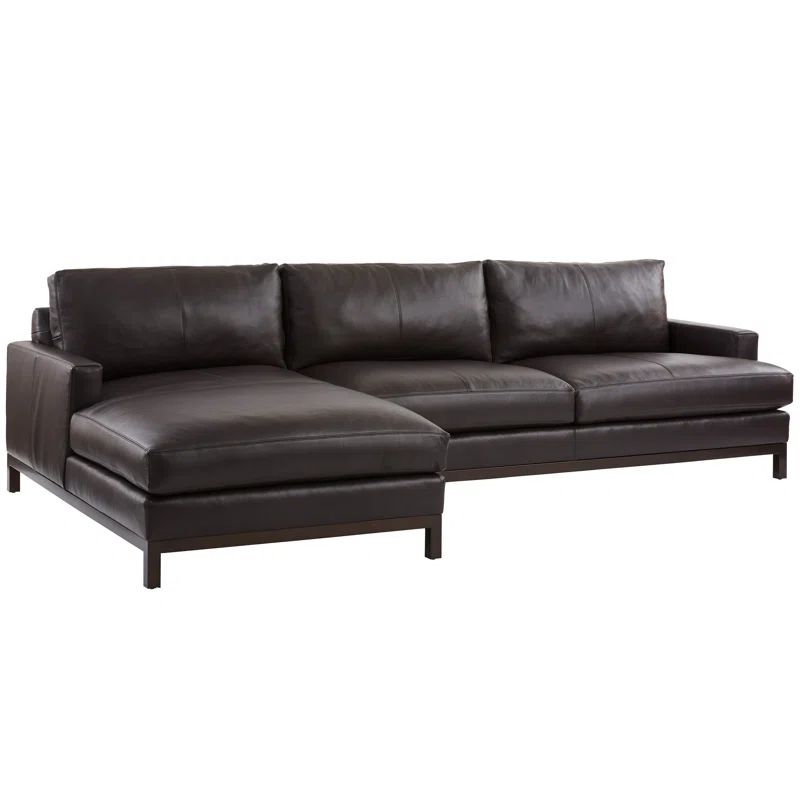 Black Leather Left Hand Facing Sectional Sofa