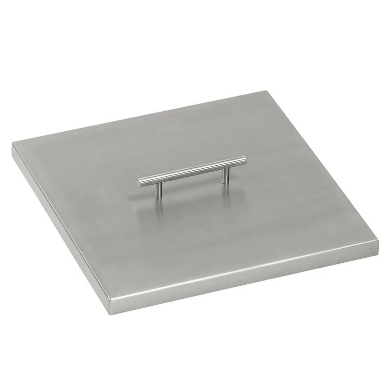 Stainless Steel Square Fire Pit Pan Cover with Chrome Handle