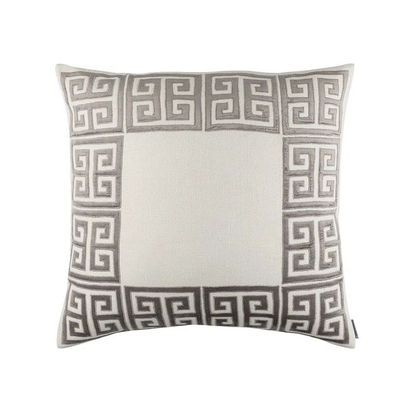 Ivory and Midnight Velvet Geometric Throw Pillow 28x28