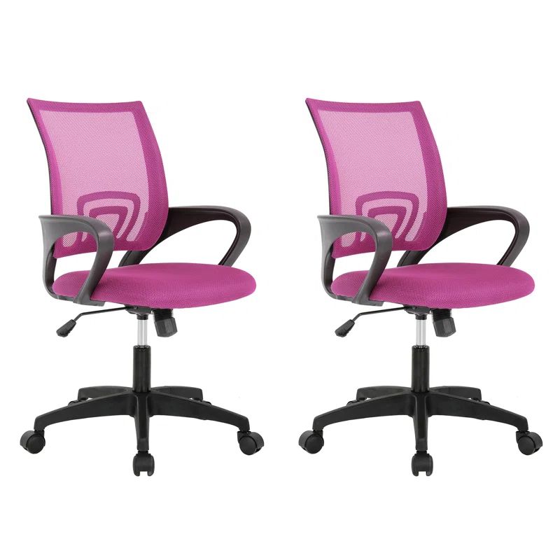 Pink Mesh Swivel Executive Office Chair with Fixed Arms