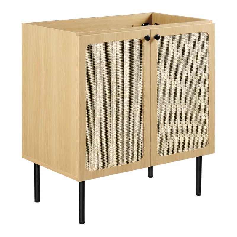 Chaucer 30" Oak Freestanding Bathroom Vanity with Rattan Doors