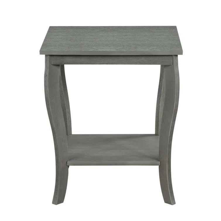 Transitional Wirebrush Dark Gray Square End Table with Shelf