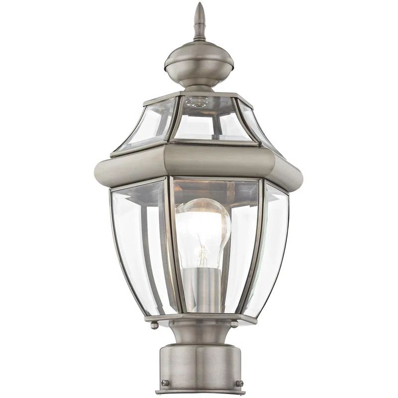 Monterey Elegance Brushed Nickel Outdoor Post Light with Clear Beveled Glass