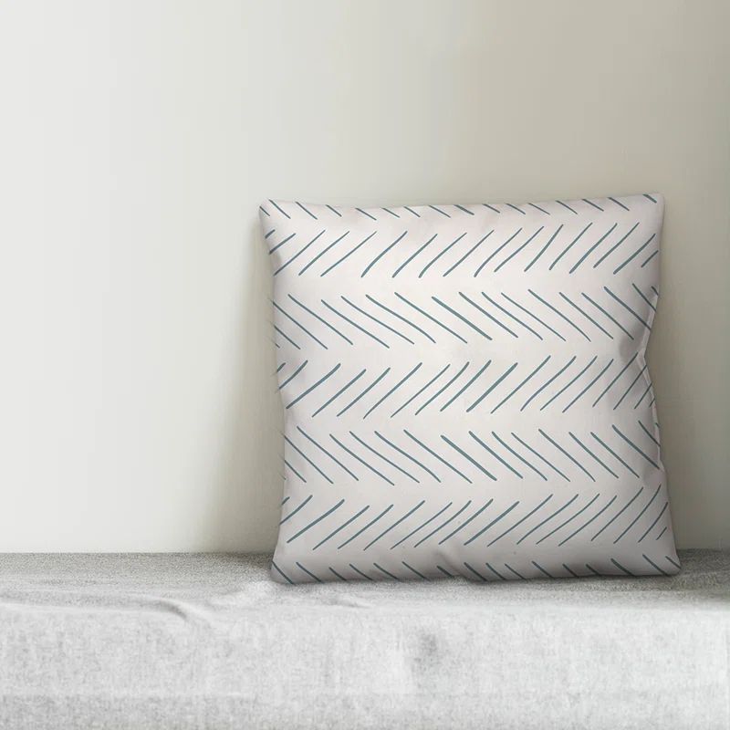 White and Sea Glass Geometric Chevron Square Throw Pillow