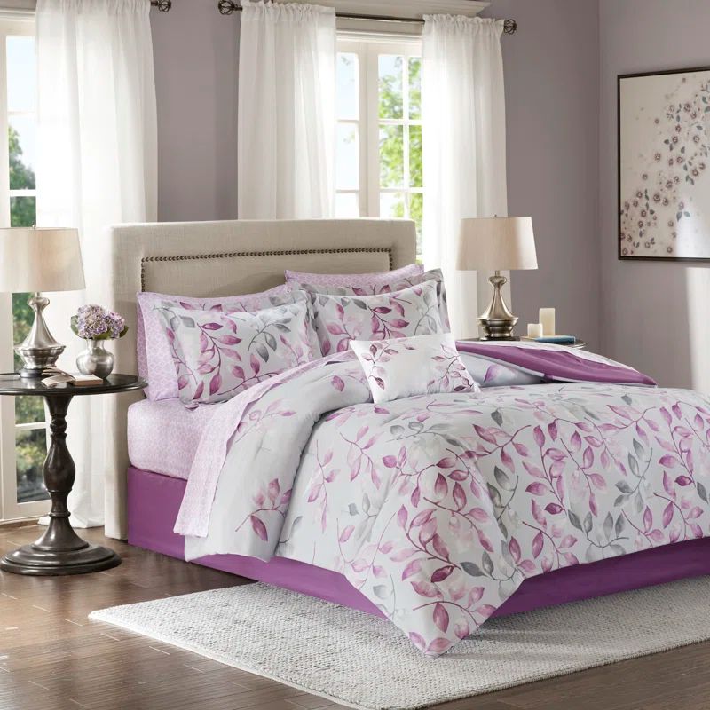 California King Purple Microfiber Down Alternative Comforter Set