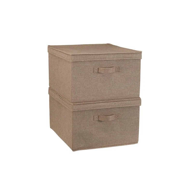 Latte Linen Jumbo Stackable Fabric Storage Boxes with Lids