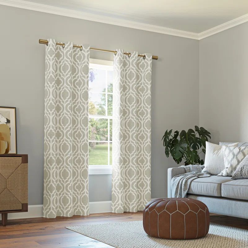 Taupe Trellis Print Blackout Grommet Curtain Panel, 40" x 84"