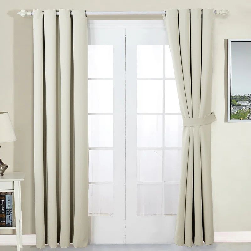 Beige Blackout Polyester Grommet Window Panels, 54" x 84"