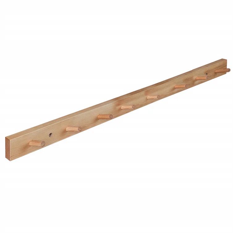 Natural Hickory 3-Hook Wall Mounted Coat Rack