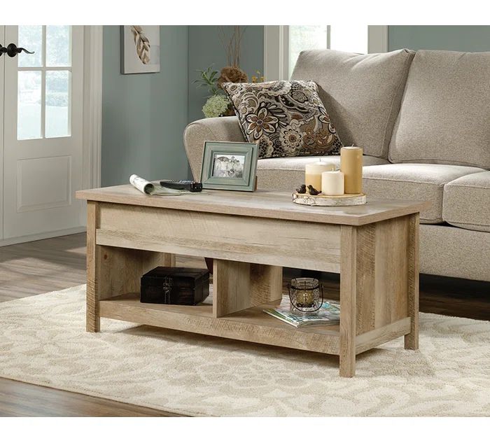 Lintel Oak Rectangular Lift-Top Coffee Table with Storage