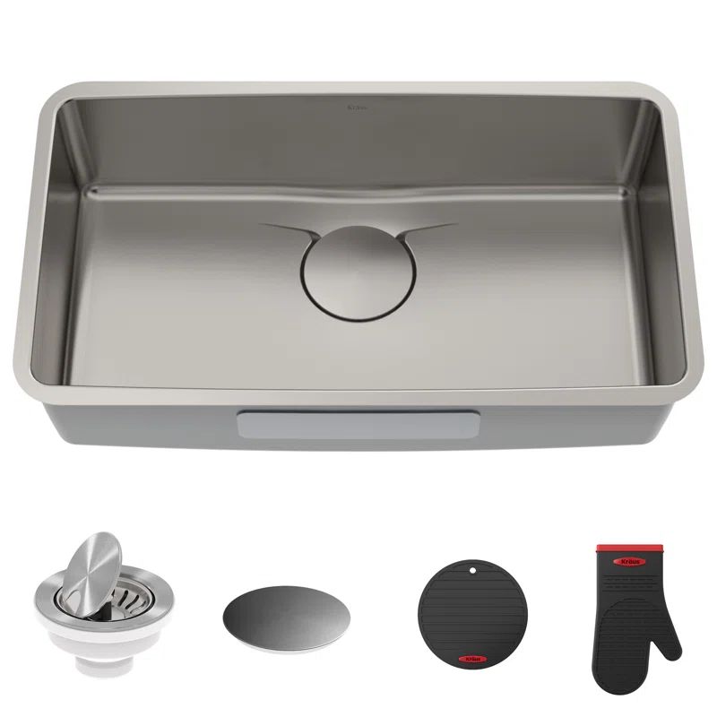 Dex 33-Inch Undermount Single Bowl Stainless Steel Kitchen Sink