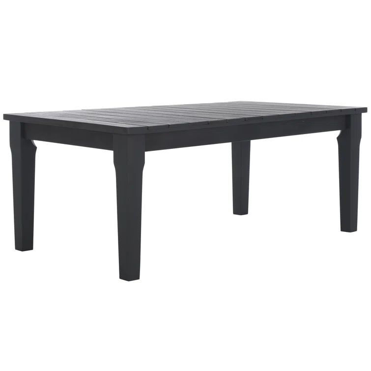 Black Solid Wood Rectangular Patio Coffee Table