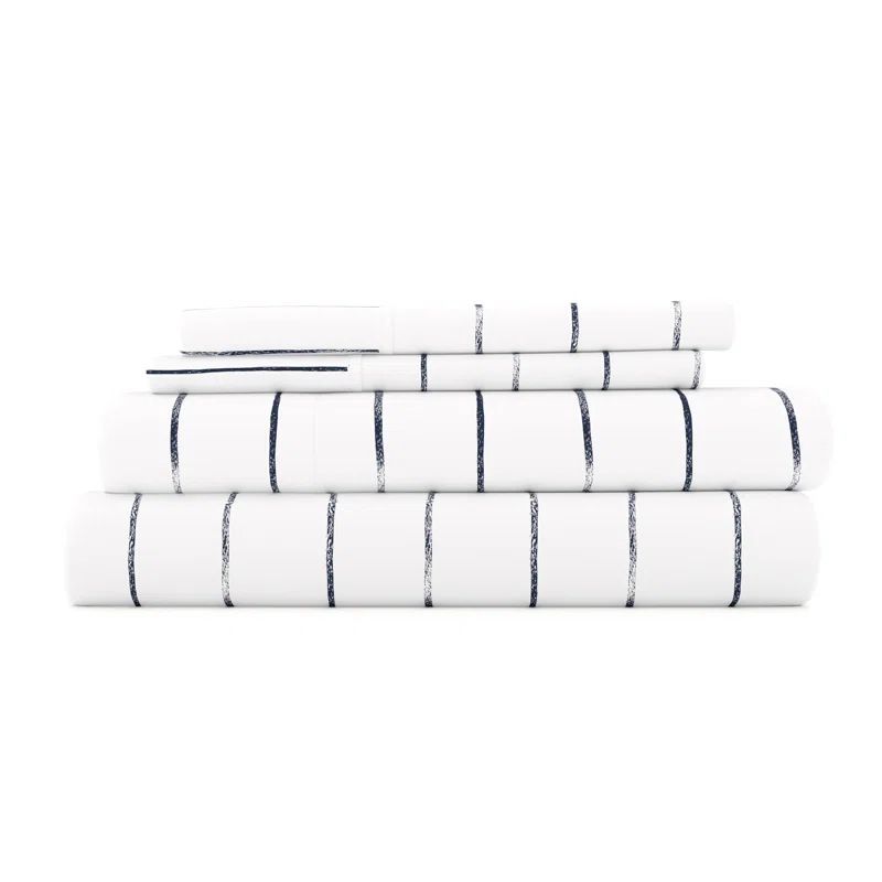 Twin Gray Stripe Deep Pocket Microfiber Sheet Set