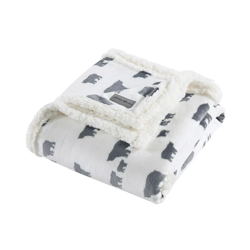 Queen Red and White Reversible Sherpa Fleece Blanket