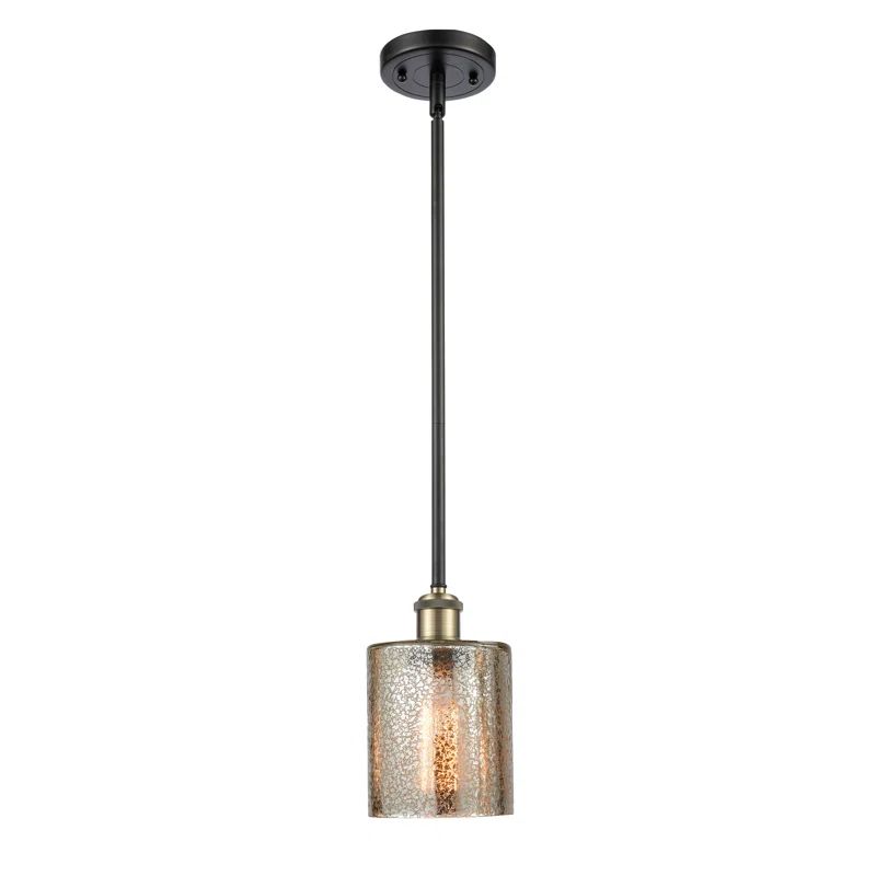 Black Antique Brass Mercury Glass Mini Pendant Light