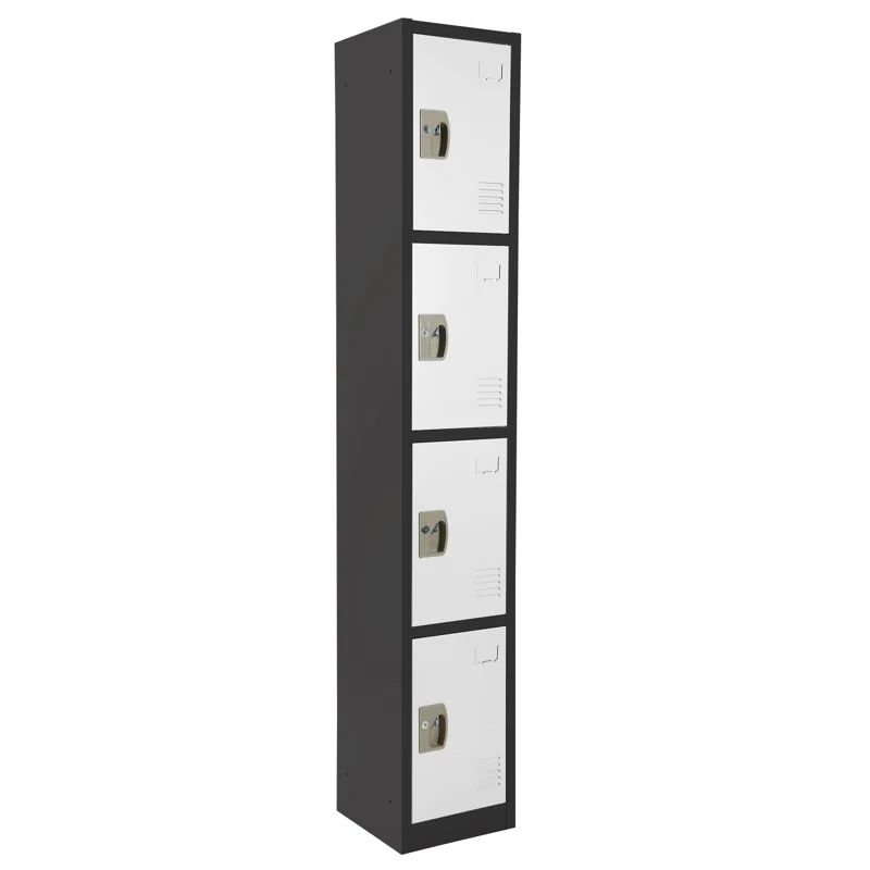 Black and White Steel Office Locker with Adjustable Shelving