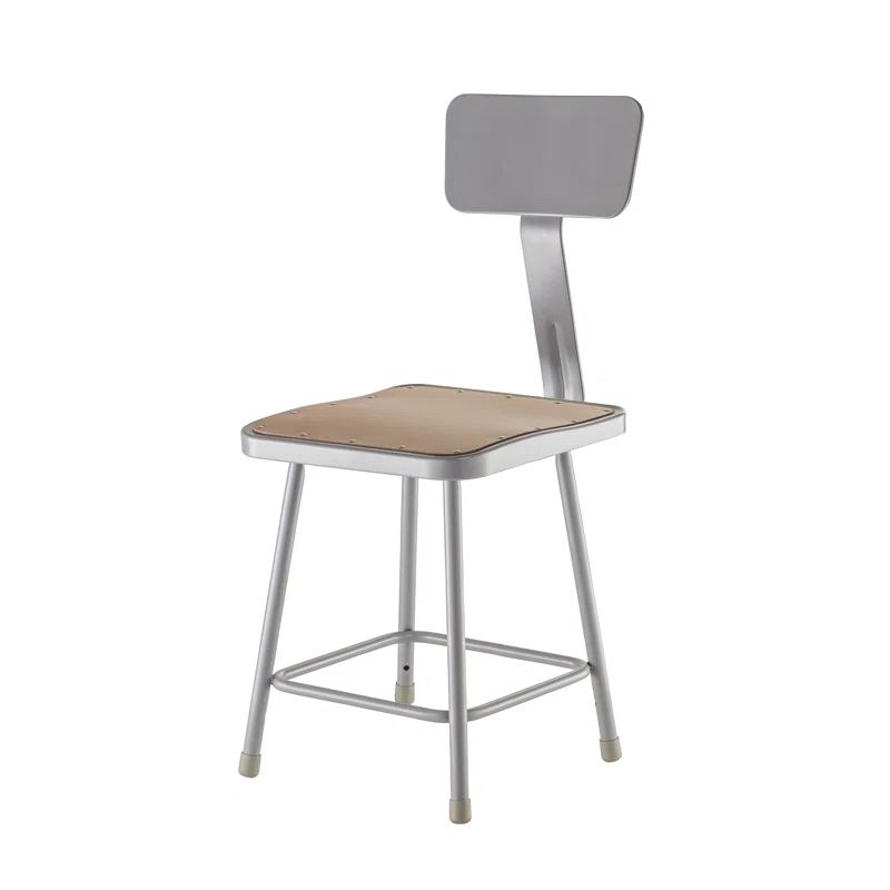 Adjustable Gray Metal Backless Stool with Steel Frame