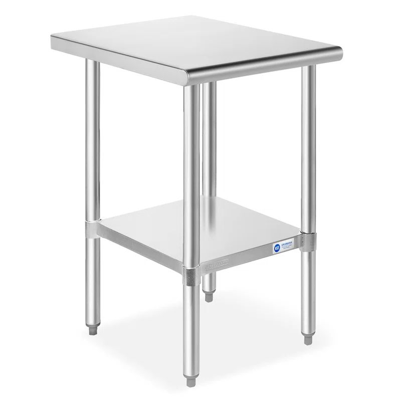 GRIDMANN 34.5" Stainless Steel Commercial Prep Table with Undershelf