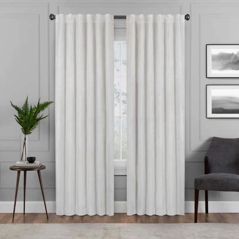 Snow Velvet Blackout Rod Pocket Curtain Panel, 50" W x 84" L