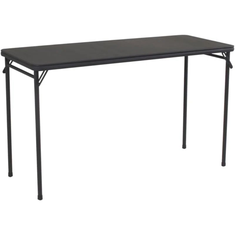 Sleek Black 20" x 48" Vinyl-Top Foldable Utility Table