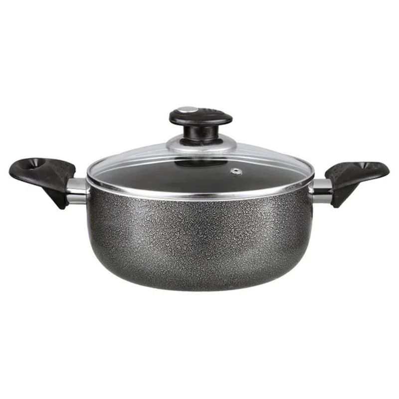 Gray Non-Stick Aluminum 10 Qt Dutch Oven with Glass Lid