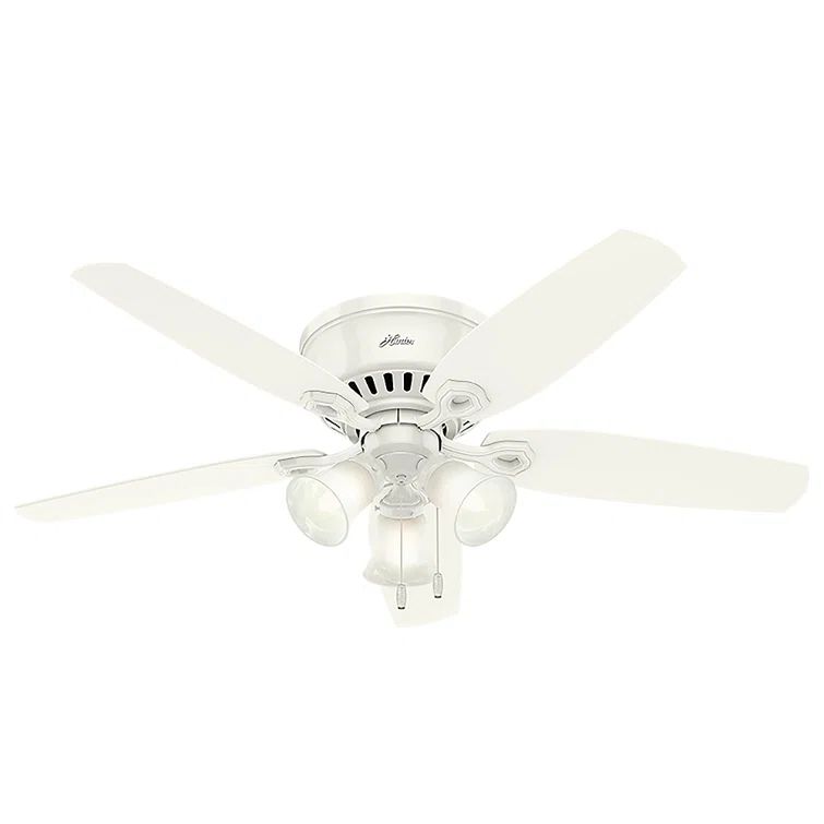 52" Snow White Low Profile Ceiling Fan with LED Chandelier Lighting