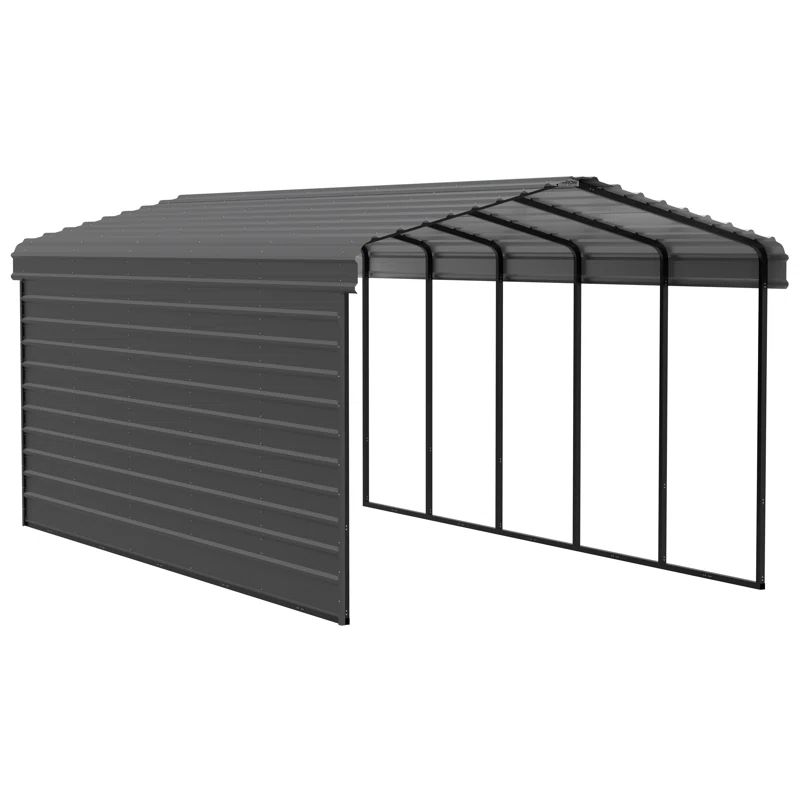 12' x 24' Charcoal Steel Carport Kit with Enclosure