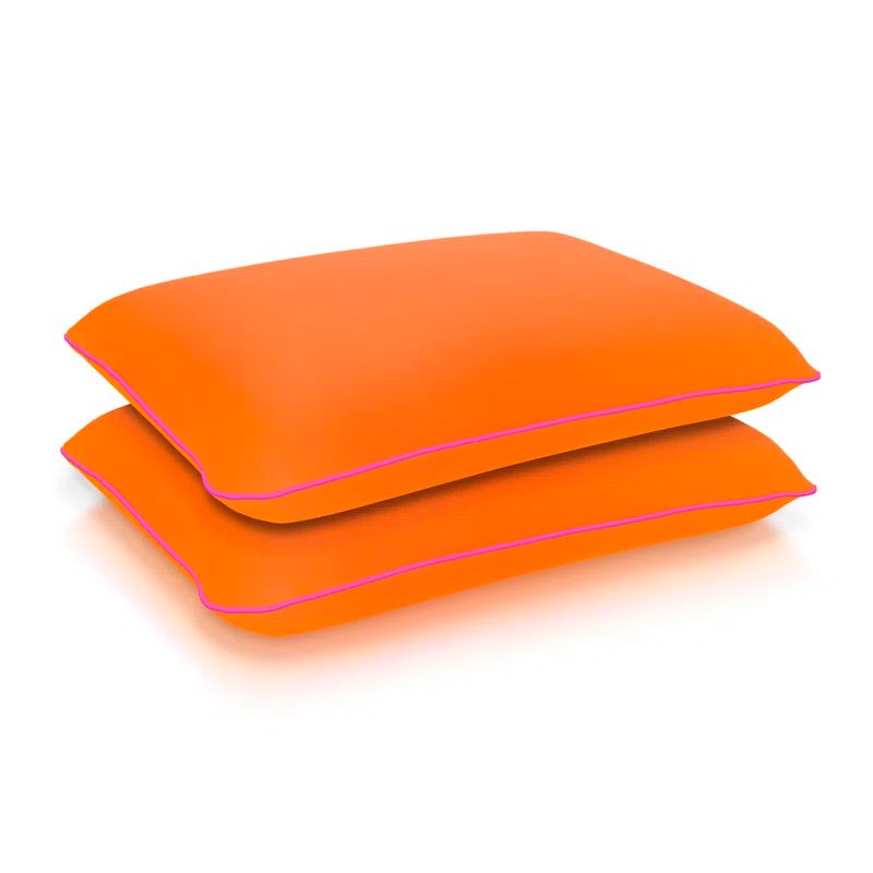 Standard Sunset Orange Nylon Memory Foam Sleeping Pillow Set
