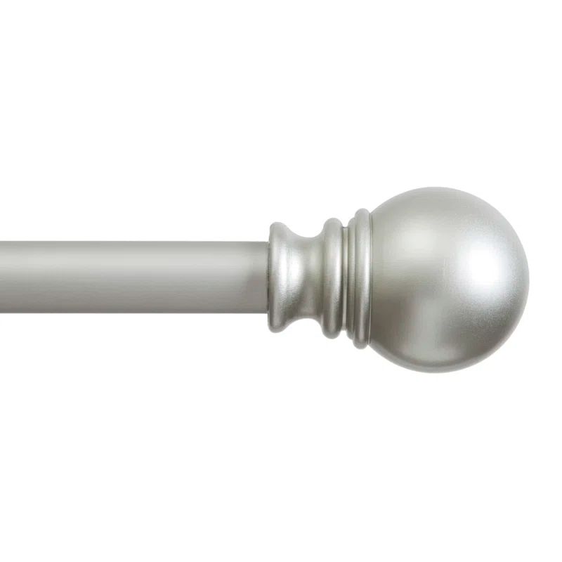 Layla Satin Silver Steel Curtain Rod with Decorative Ball Finials
