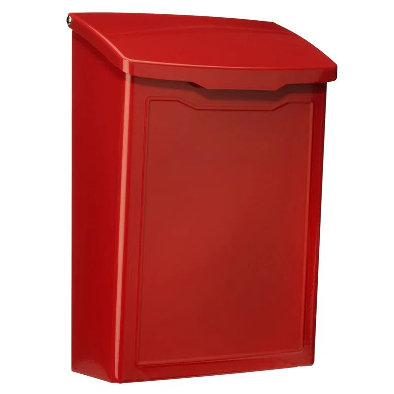 Small Red Steel Modern Wall Mount Mailbox