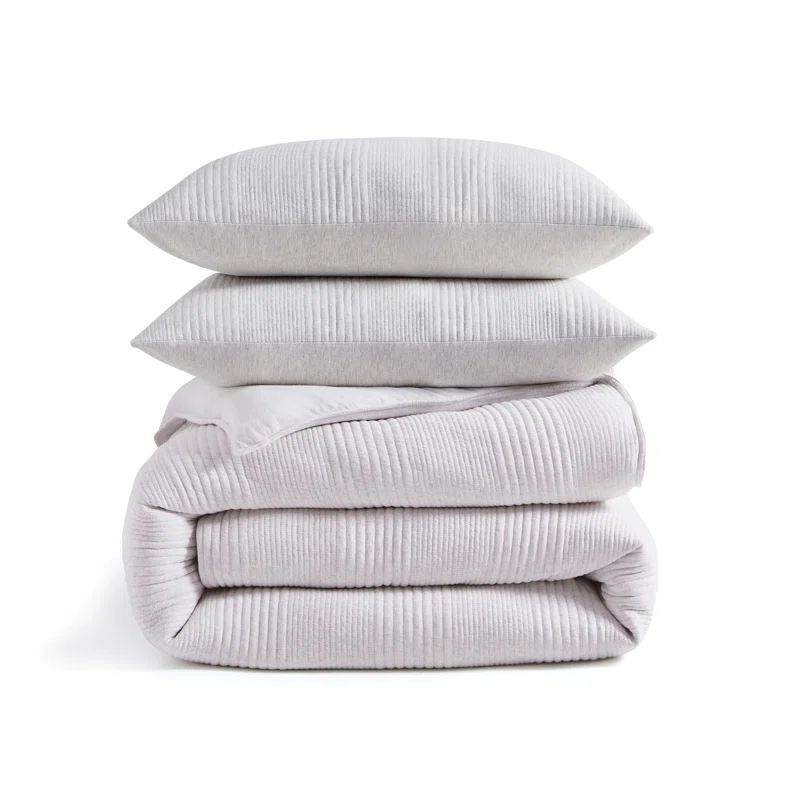 Heather Gray Full Cotton Reversible Comforter Set