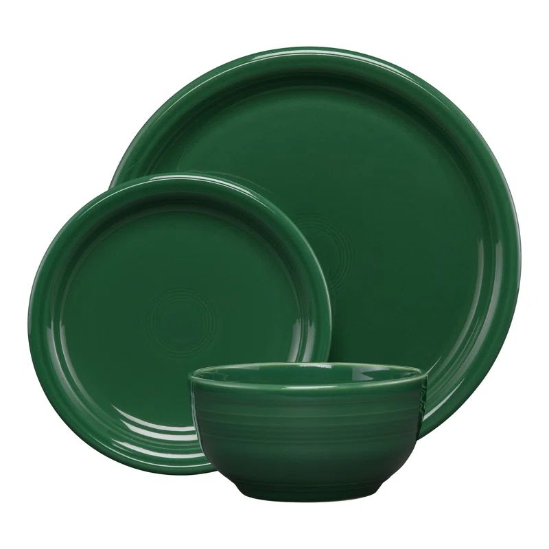 Jade Green Ceramic Modern 70's Service for 1 Pasta Bowl Set