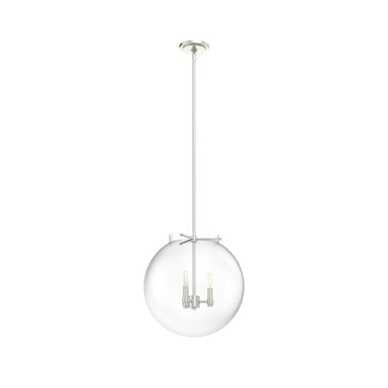 Sacha 3-Light Black Iron Globe Pendant with Clear Glass