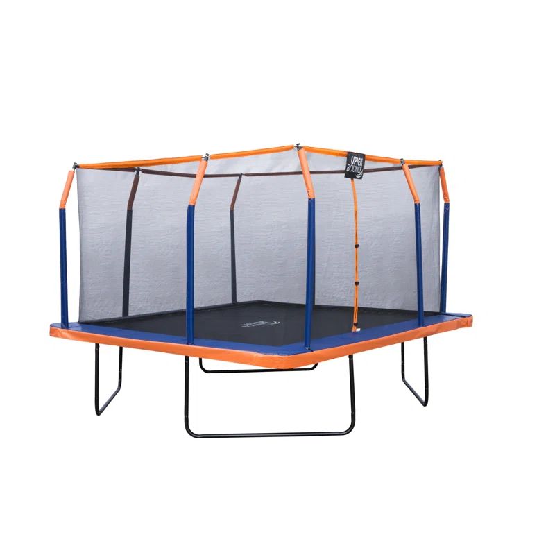 12' Orange Square Trampoline with Premium Enclosure and Safety Pad