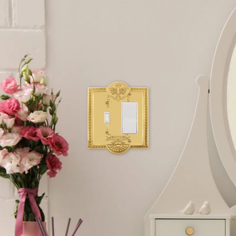 Polished Brass 2-Gang Vintage Art Deco Switch Plate