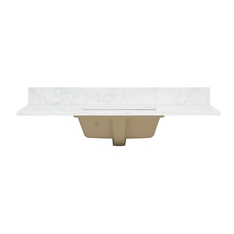 Ceres 43" Grain White Engineered Stone Vanity Top with Sink