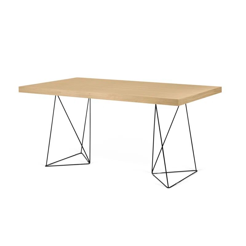 Multi 180 Oak and Black Lacquered Steel Trestle Dining Table