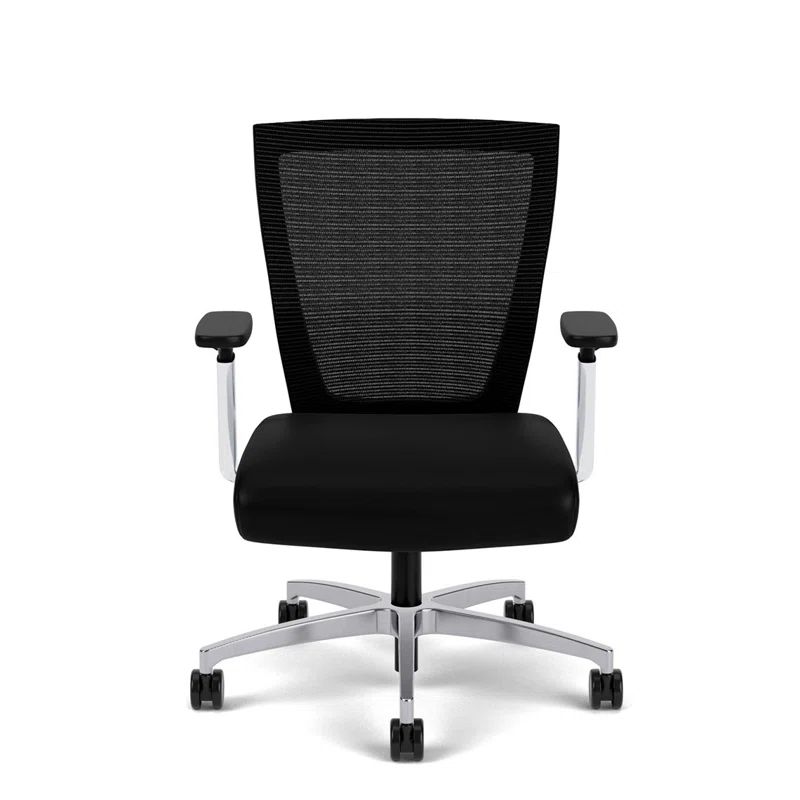 Black Ergonomic Leather and Mesh Swivel Task Chair