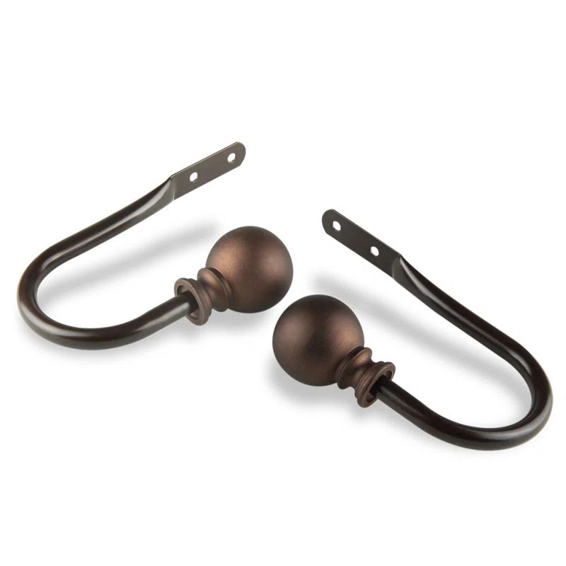 Bronze Finish Steel Ball Curtain Holdback Set