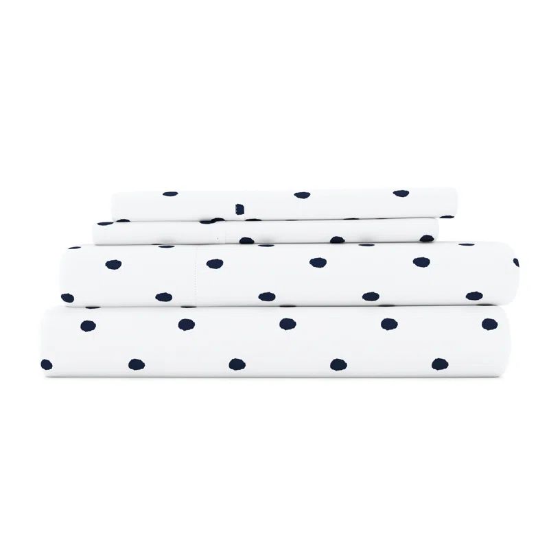 Queen Gray Polka Dot Microfiber Deep Pocket Sheet Set