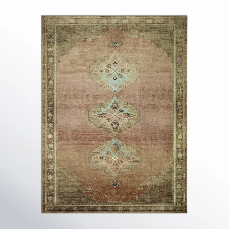 Sinclair Clay Tobacco 9' x 12' Washable Synthetic Area Rug