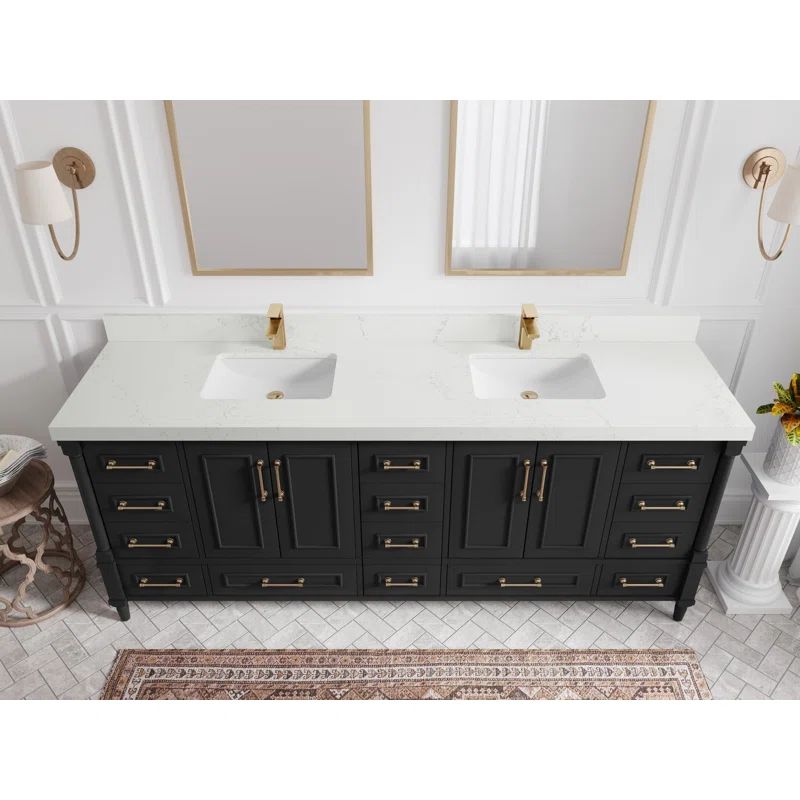 Aberdeen Black Double Sink Vanity with Empira Quartz Top