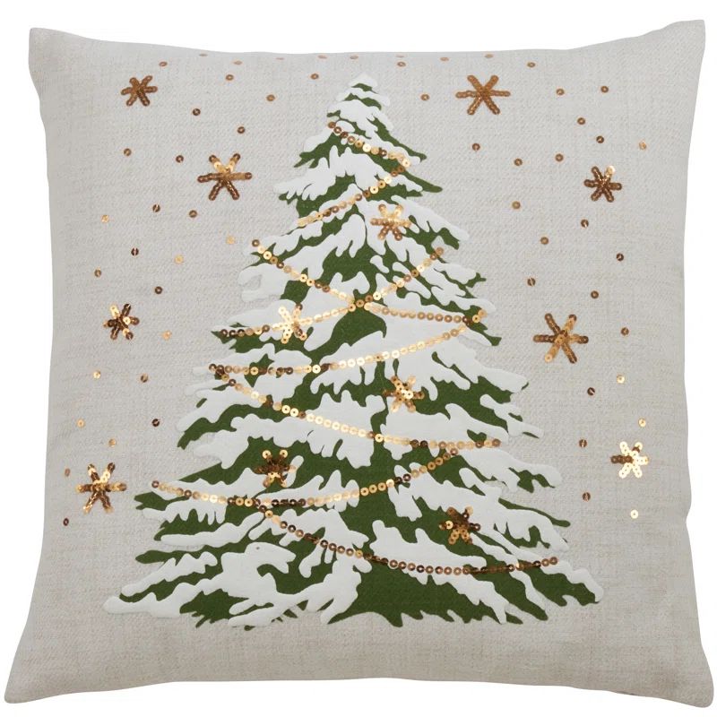 White Polyester Christmas Tree Pillow Cover with LED Lights