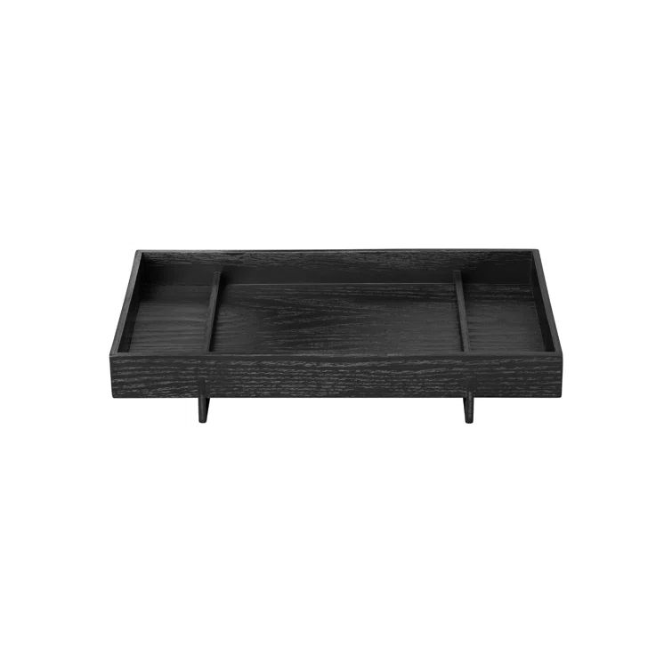 Black Oak Compartmentalized Serving Tray with Feet