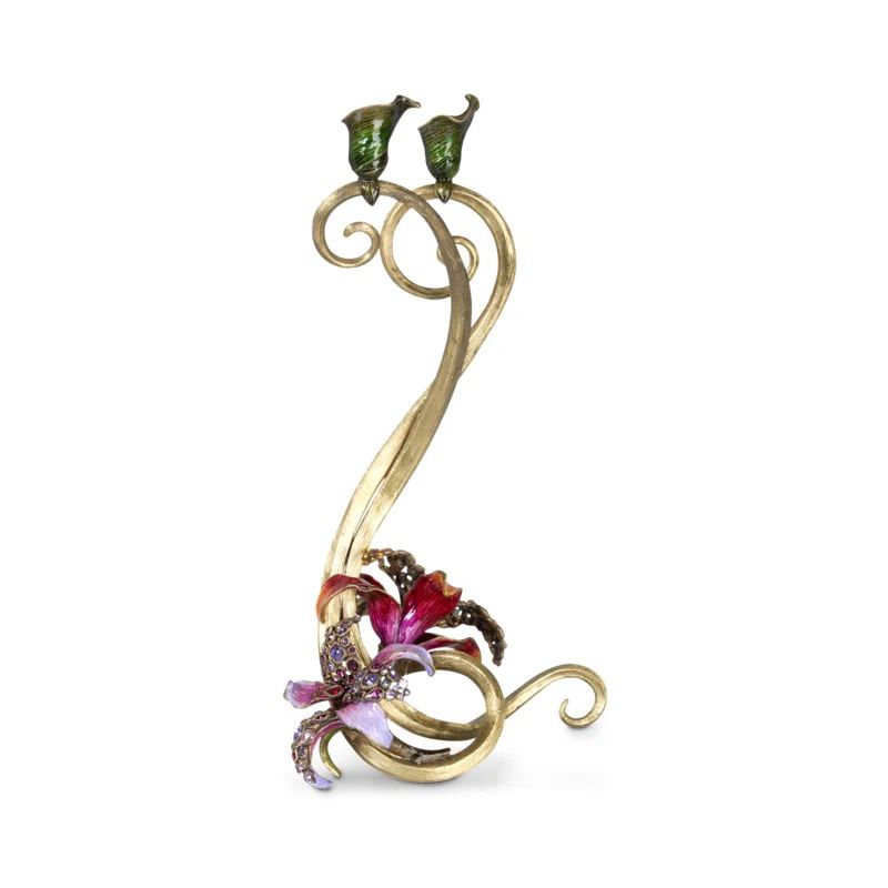 Roselyn Orchid Brass Double Taper Candelabra
