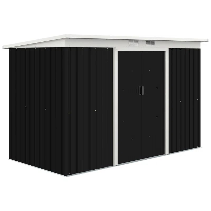 9 ft. x 4 ft. Dark Gray Metal Outdoor Storage Shed