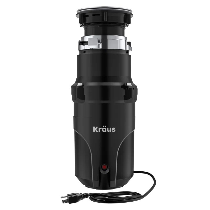Kraus Matte Black Stainless Steel Continuous Feed Garbage Disposal