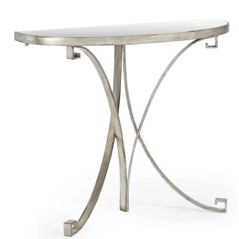 Antique Gold and Clear Glass Demilune Console Table