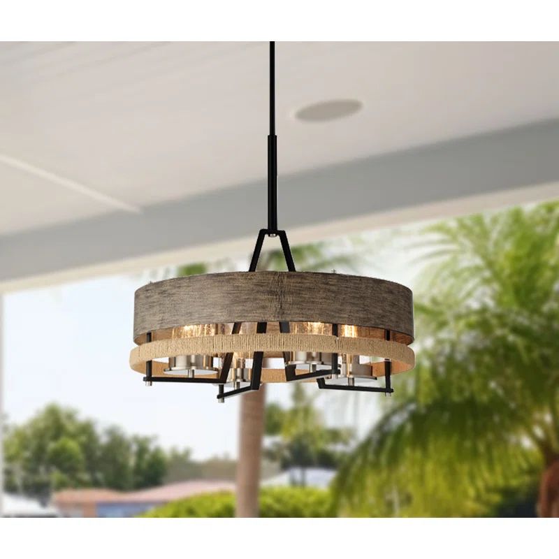 Silver Creek 24" Stone Grey & Brushed Nickel 4-Light Outdoor Pendant